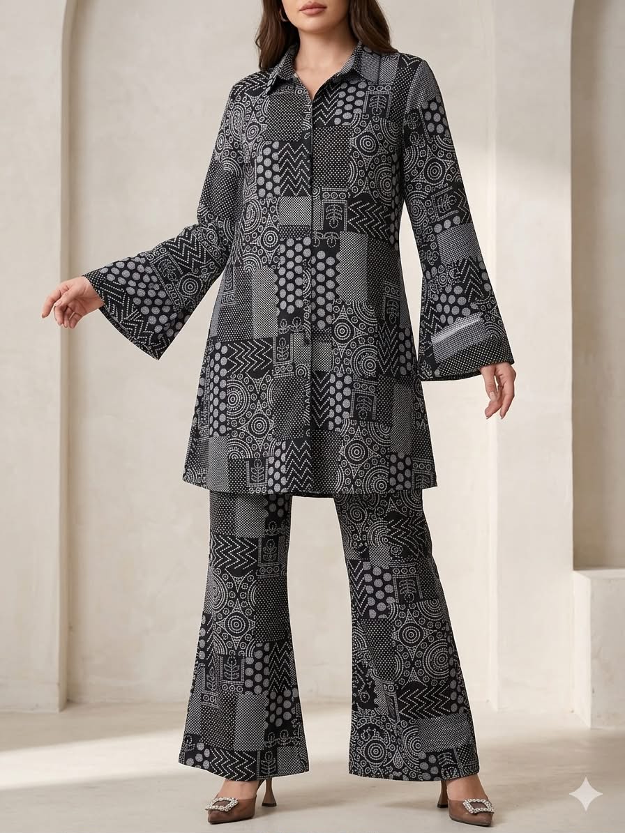 04290e81-4024-4371-b583-d166cf64b60a Geometric Printed Two-Piece Co-Ord Set - Image 1