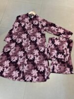 Premium Floral Print Long Shirt Tunics with Matching Trouser Co-ord Set - Image 4