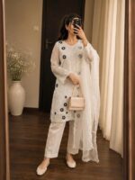 Elegant White Embroidered 3-Piece Shalwar Suit