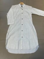 Casual Striped Button-Down Long Tunic Top - Image 2