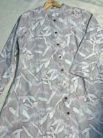 Floral Leaf Print High-Low Button-Down Shirt Dress - Image 3