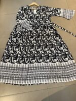 Abstract Print Maxi Dress with Flare Sleeves - Image 2