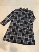 Premium Geometric Grid Checkered Collared Top / Short Dress  - Image 4