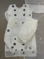 Elegant White Embroidered 3-Piece Shalwar Suit - Image 2