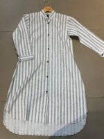 Casual Striped Button-Down Long Tunic Top - Image 4