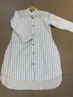 Casual Striped Button-Down Long Tunic Top - Image 3