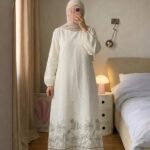 Elegant Off-White Floral Embroidered Dress