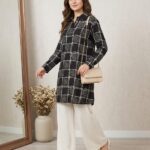Premium Geometric Grid Checkered Collared Top / Short Dress 