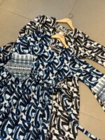 Abstract Print Maxi Dress with Flare Sleeves - Image 4