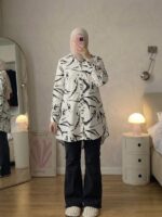 Abstract Printed High-Low Shirt Top