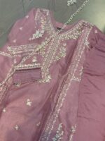 Elegant Dusty Embroidered 3-Piece Shalwar Suit - Image 3