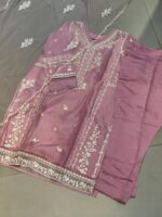 Elegant Dusty Embroidered 3-Piece Shalwar Suit - Image 2