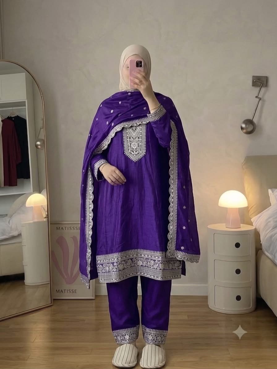 0ab805dc-578e-45d1-a24e-62c4b2c34a9d Royal Purple Embroidered 3-Piece Shalwar Set - Image 1