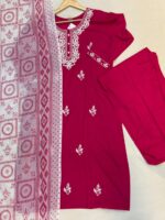 Beautiful Magenta Embroidered Shalwar Set - Image 3