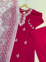 Beautiful Magenta Embroidered Shalwar Set - Image 2