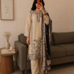 Ethereal Beige Silk Blend Embroidered Kurta Set with Designer Dupatta