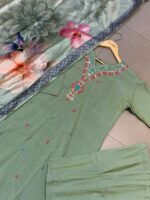 Sage Green Floral Printed 3-Piece Shalwar Set - Image 4