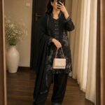 Sophisticated Black Embroidered 3-Piece Shalwar Set