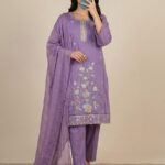 Lavender Bloom–Exquisite Hand-Embroidered Shalwar Kameez Set