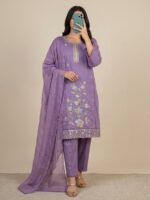 Lavender Bloom–Exquisite Hand-Embroidered Shalwar Kameez Set
