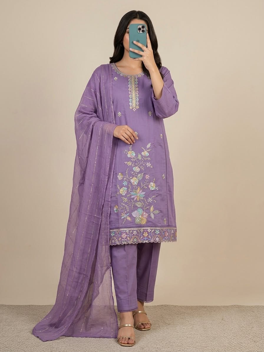 79f30ac7-44ce-4227-90ca-24ed91814bfd Lavender Bloom–Exquisite Hand-Embroidered Shalwar Kameez Set - Image 1