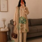 Beautiful Hand-Painted Floral Design Dress Set