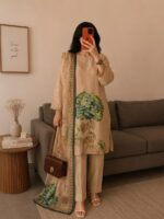 Beautiful Hand-Painted Floral Design Dress Set