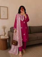 Beautiful Magenta Embroidered Shalwar Set