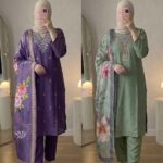 Sage Green Floral Printed 3-Piece Shalwar Set
