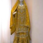 Radiant Mustard Gold Heavy Embroidered 3-Piece Sharara Set