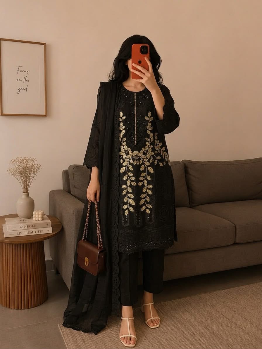bd07debf-c271-4104-8cb5-ce3f34b97d2f Elegant Embroidered Chiffon 3-Piece Suit - Image 1