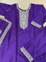 Royal Purple Embroidered 3-Piece Shalwar Set - Image 2