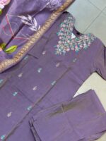 Dusty Mauve Floral Printed 3-Piece Shalwar Set - Image 3