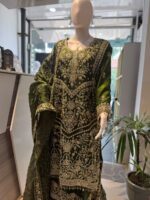 Opulent Emerald Green Heavy Embroidered 3-Piece Sharara Set