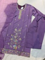 Lavender Bloom–Exquisite Hand-Embroidered Shalwar Kameez Set - Image 3
