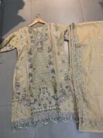  Elegant Beige Embroidered 3-Piece Suit - Image 2