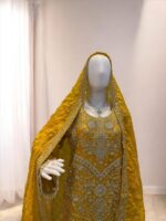 Radiant Mustard Gold Heavy Embroidered 3-Piece Sharara Set - Image 2